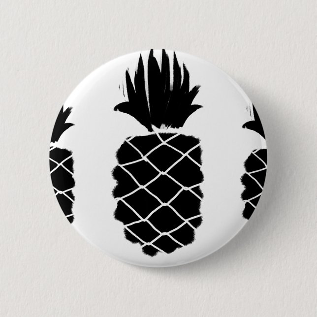 Badge Rond 5 Cm Bouton avec l'ananas noir (Devant)