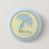 Bouton Baby shower bleu - Parapluie