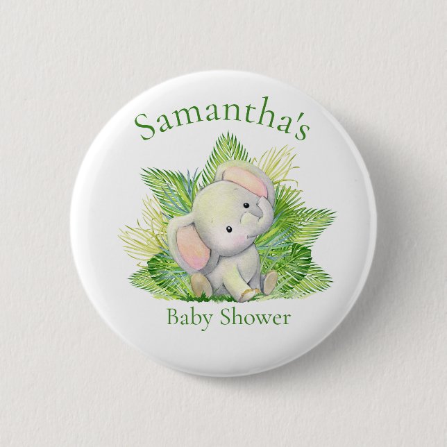 Badge Rond 5 Cm Bouton Baby shower éléphant Safari (Devant)