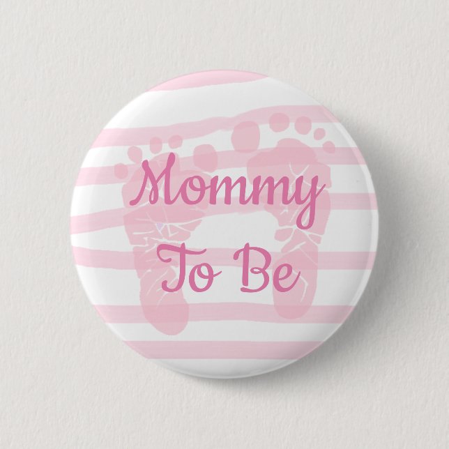 Badge Rond 5 Cm Bouton Baby shower fille rose et blanche (Devant)