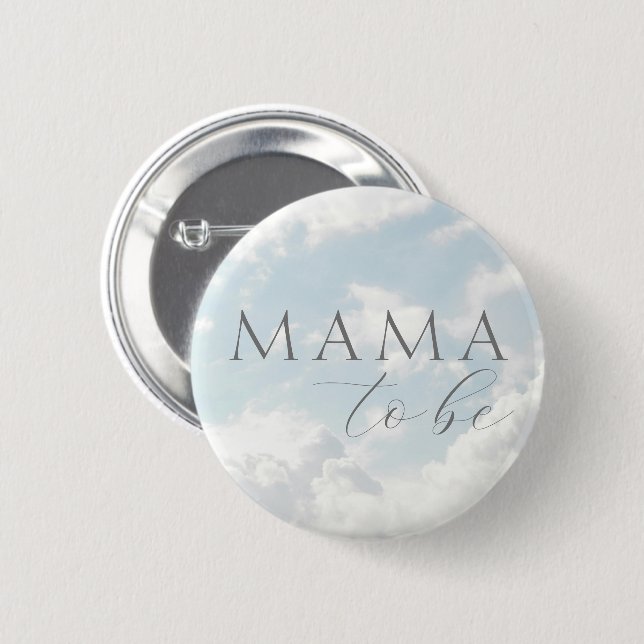 Badge Rond 5 Cm Bouton Baby shower Mama To Be Blue Nuds (Devant & derrière)