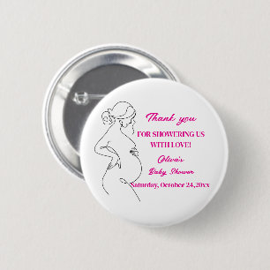 Badge Rond 5 Cm Bouton Baby shower Silhouette de grossesse d'art l
