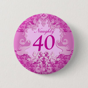 Badge Rond 5 Cm Bouton/badge d'éléphant damassé "Naughty 40"