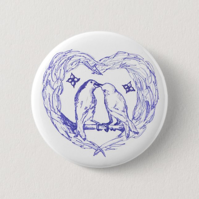 Badge Rond 5 Cm Bouton Baiser d'oiseaux (Devant)