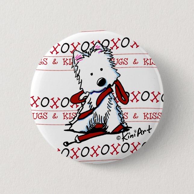 Badge Rond 5 Cm Bouton Baisers et accolades Westie Pin (Devant)