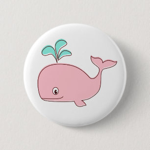 Badge Rond 5 Cm Bouton baleine rose
