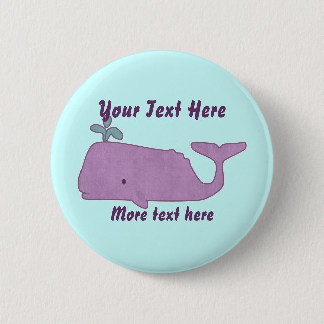Badge Rond 5 Cm Bouton Baleine violette (Devant)