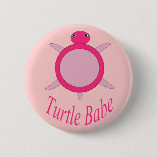 Badge Rond 5 Cm Bouton Bébé de tortue rose mignon