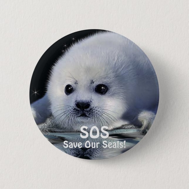 Badge Rond 5 Cm Bouton BÉBÉ HARP SEAL Design (Devant)