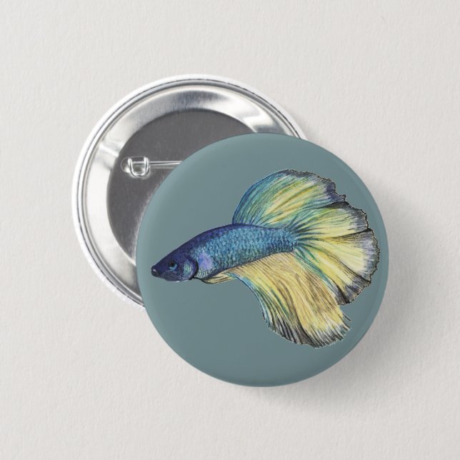 Badge Rond 5 Cm Bouton Betta Fish (Devant & derrière)