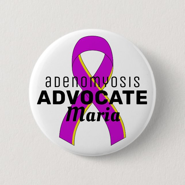 Badge Rond 5 Cm Bouton blanc Adenomyosis Advocate Ribbon (Devant)