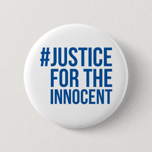 Badge Rond 5 Cm Bouton blanc/bleu #JusticeForTheInnocent