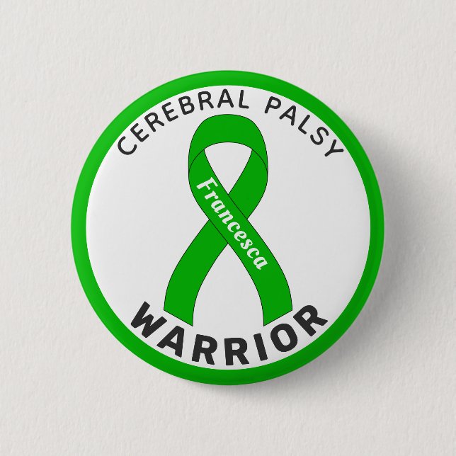 Badge Rond 5 Cm Bouton blanc Cérébral Palsy Warrior (Devant)