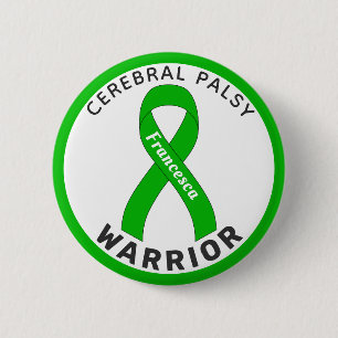 Badge Rond 5 Cm Bouton blanc Cérébral Palsy Warrior