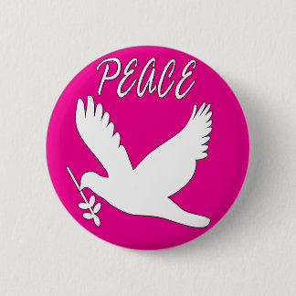 Badge Rond 5 Cm bouton blanc de colombe de paix