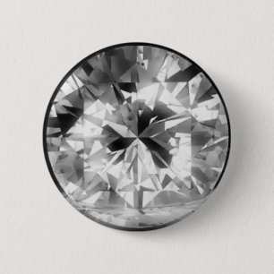 Badge Rond 5 Cm Bouton BLANC de DIAMANTS