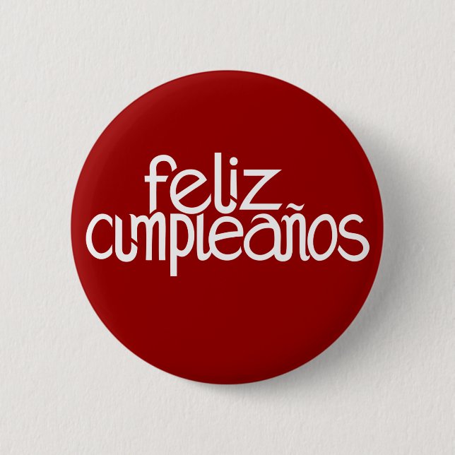 Badge Rond 5 Cm Bouton blanc de Feliz Cumpleaños (Devant)