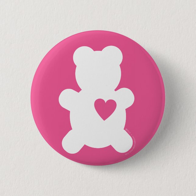 Badge Rond 5 Cm Bouton blanc de nounours d'amour (Devant)