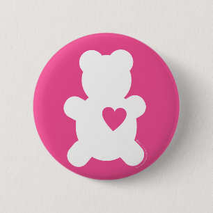 Badge Rond 5 Cm Bouton blanc de nounours d'amour