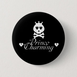 Badge Rond 5 Cm Bouton blanc de prince charme du coeur brisé
