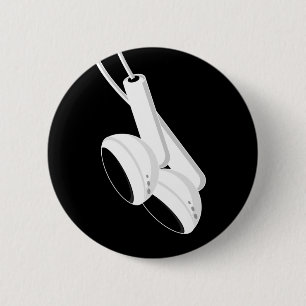 Badge Rond 5 Cm Bouton blanc d'écouteurs
