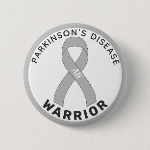 Badge Rond 5 Cm Bouton blanc du guerrier de la maladie de Parkinso