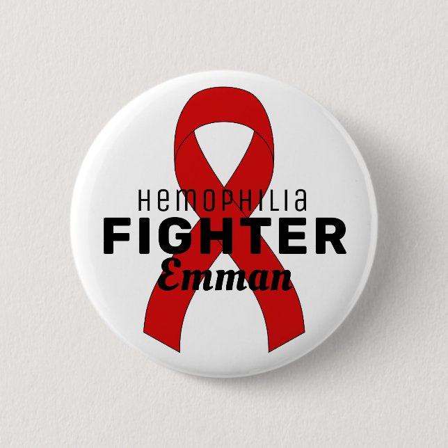 Badge Rond 5 Cm Bouton blanc du ruban hémophilie (Devant)
