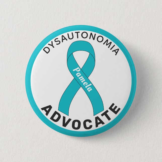 Badge Rond 5 Cm Bouton blanc Dysautonomia Advocate Ribbon (Devant)