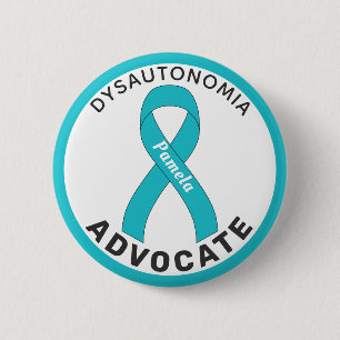 Badge Rond 5 Cm Bouton blanc Dysautonomia Advocate Ribbon