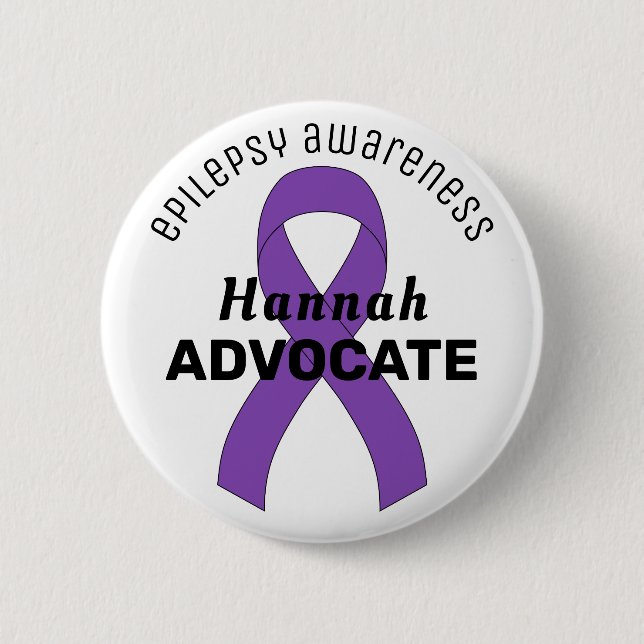 Badge Rond 5 Cm Bouton blanc Épilepsie Ribbon (Devant)