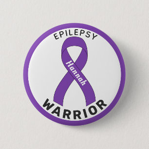Badge Rond 5 Cm Bouton blanc Epilepsy Warrior Ribbon