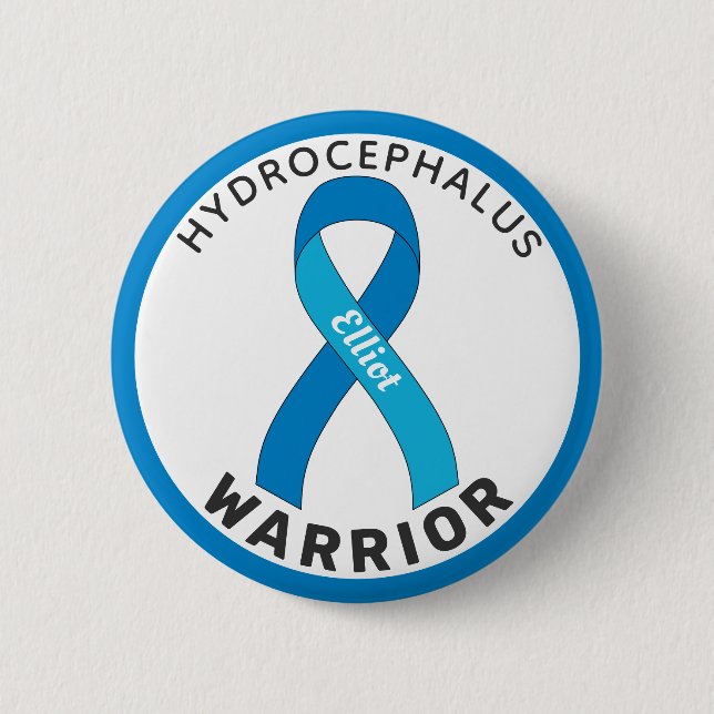 Badge Rond 5 Cm Bouton blanc Hydrocéphalie Warrior (Devant)