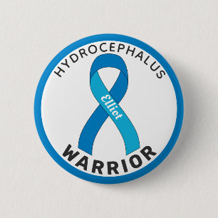 Badge Rond 5 Cm Bouton blanc Hydrocéphalie Warrior
