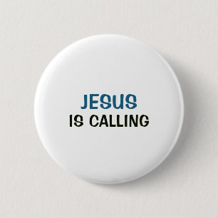 Badge Rond 5 Cm Bouton Blanc - Jésus Appelle