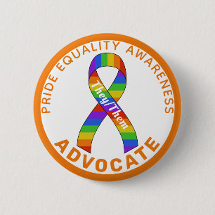 Badge Rond 5 Cm Bouton blanc Orange Pride Equality Awareness