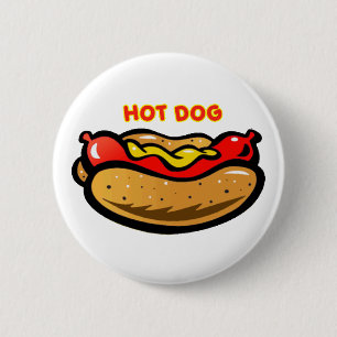 Badge Rond 5 Cm Bouton blanc personnalisé Hot Dog