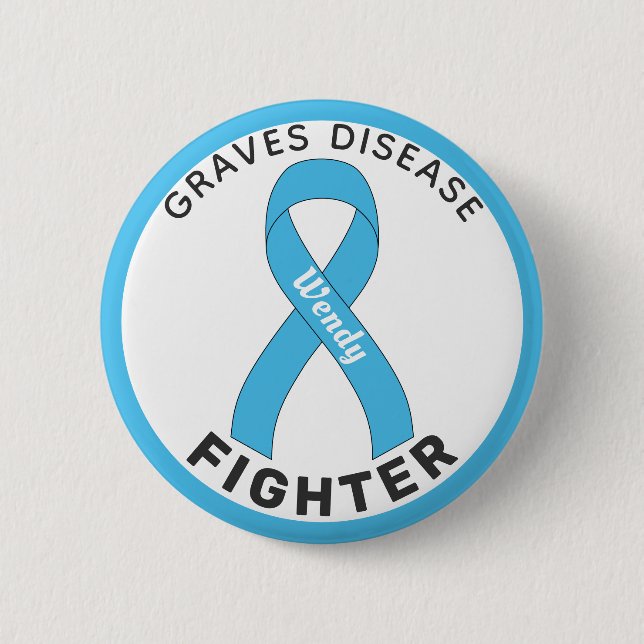 Badge Rond 5 Cm Bouton blanc pour combattre la maladie de Graves (Devant)