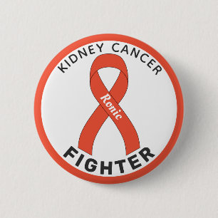 Badge Rond 5 Cm Bouton blanc pour combattre le cancer du rein