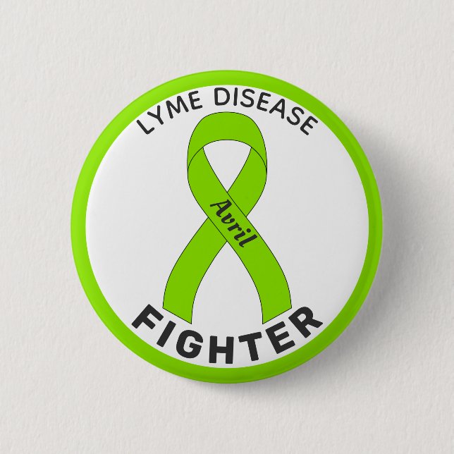 Badge Rond 5 Cm Bouton blanc pour Lutte contre la maladie de Lyme (Devant)