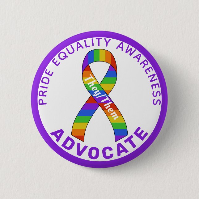 Badge Rond 5 Cm Bouton blanc Purple Pride Equality Awareness (Devant)