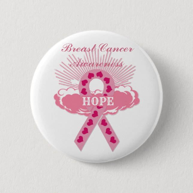 Badge Rond 5 Cm Bouton Blanc Rose De L'Espoir (Devant)