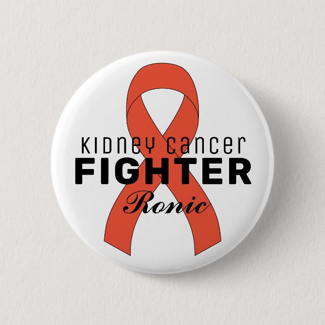 Badge Rond 5 Cm Bouton blanc Ruban Cancer du rein (Devant)