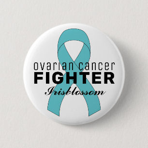 Badge Rond 5 Cm Bouton blanc Ruban du cancer de l'ovaire