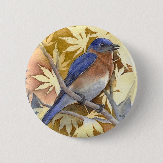 Badge Rond 5 Cm Bouton Bleu (Devant)