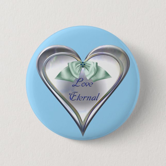 Badge Rond 5 Cm Bouton bleu amour éternel (Devant)