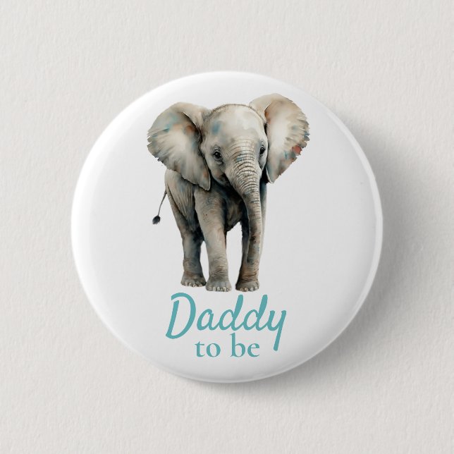 Badge Rond 5 Cm Bouton bleu Baby shower Elephant Daddy (Devant)