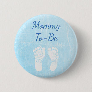 Badge Rond 5 Cm Bouton bleu bébé maman pour être Baby shower
