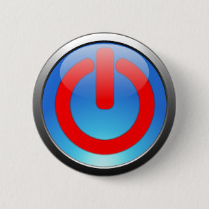 Badge Rond 5 Cm Bouton bleu-clair de puissance