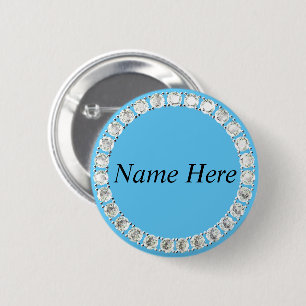 Badge Rond 5 Cm Bouton bleu clair pour strass personnalisables