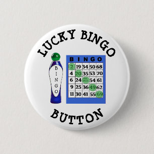 Badge Rond 5 Cm Bouton bleu de cartes de bouton chanceux de